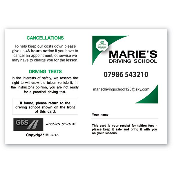 Personalized Pupil Appointment Cards Style F